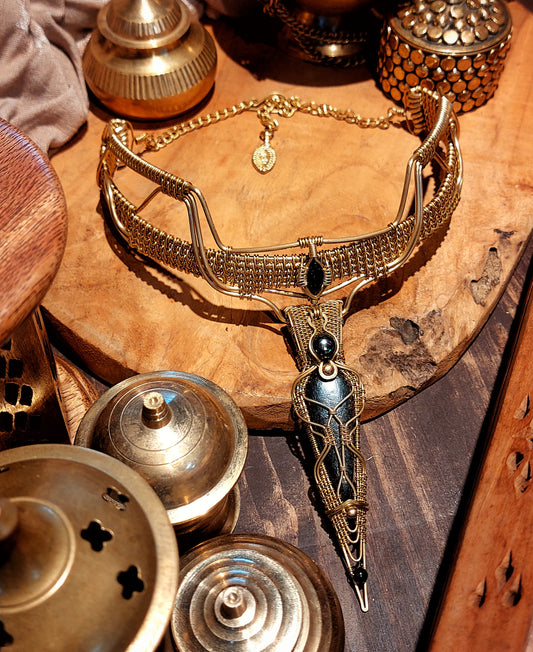 WIRE-WRAPPED NECKLACE HYPERSTENE