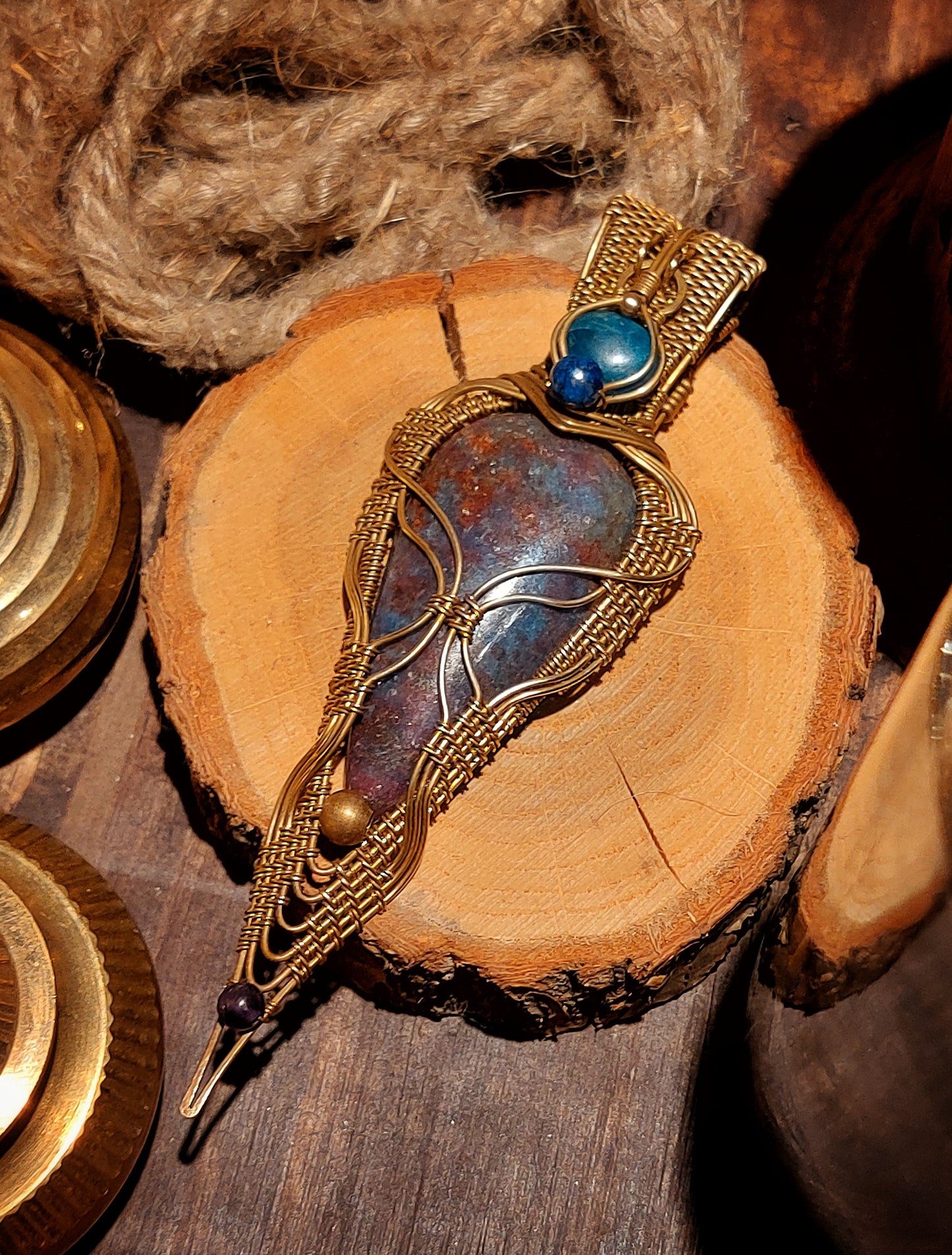 WIRE-WRAPPED PENDANT RUBY KYANITE