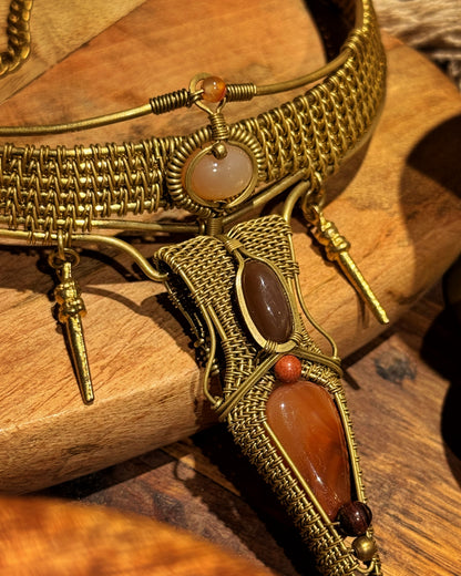 CARNELIAN WIRE-WRAPPED NECKLACE