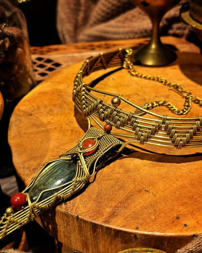 LABRADORITE WIRE-WRAPPED NECKLACE
