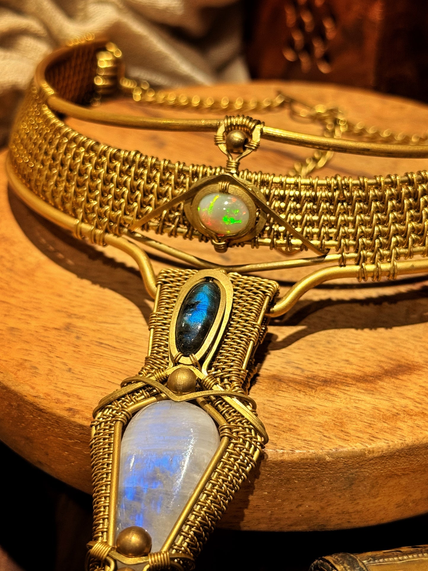 WIRE-WRAPPED MOONSTONE NECKLACE