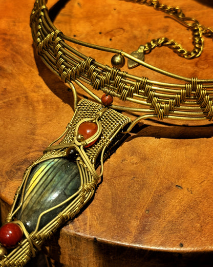 LABRADORITE WIRE-WRAPPED NECKLACE