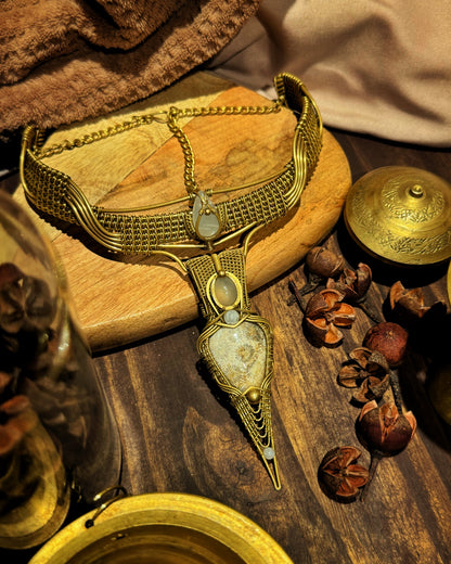 FOSSIL CORAL WIRE-WRAPPED NECKLACE